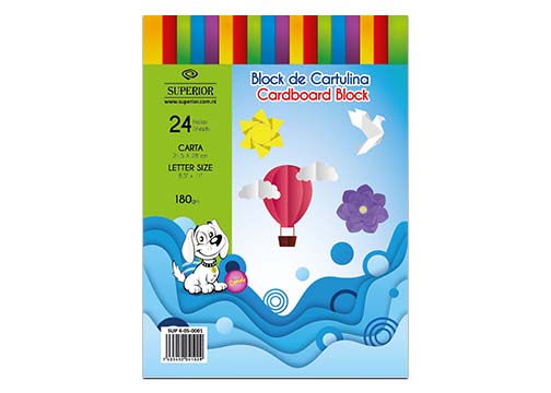 BLOCK CARTULINA ARCOIRIS DE 24 HJS 180GR 8 1/2 X11